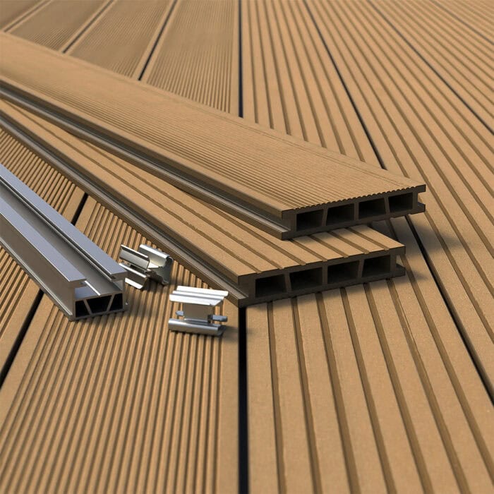 Πάτωμα WPC Deck Καφέ Ανοιχτό D01, 25 x 150 x 4000mm (0,60m²) - Image 2